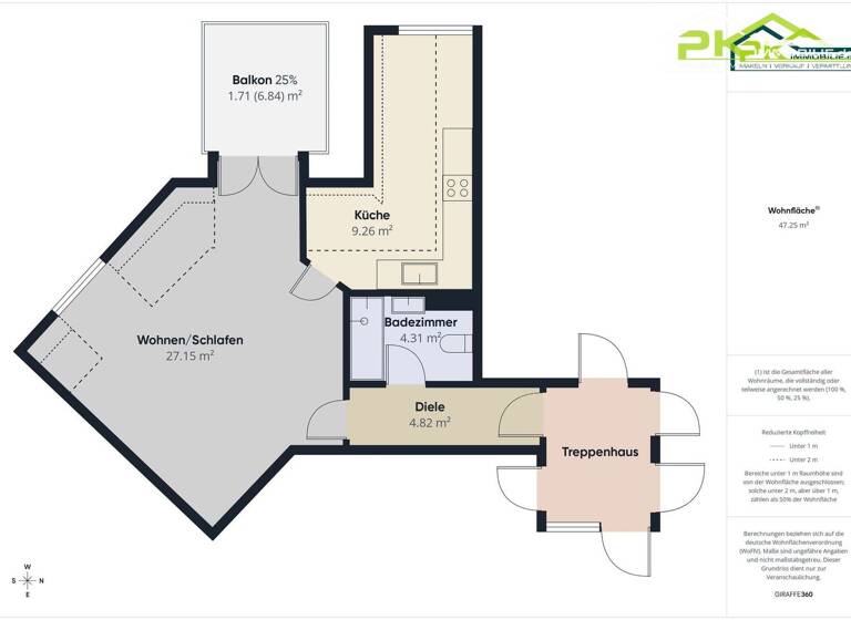 Studio zum Kauf 124.000 € 1 Zimmer 47,3 m² 4. Geschoss Heidestraße 7a Diez 65582