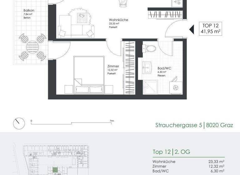 Wohnung zur Miete 500 € 2 Zimmer 42 m² 2. Geschoss frei ab 01.05.2026 Strauchergasse 5 Lend Graz 8020