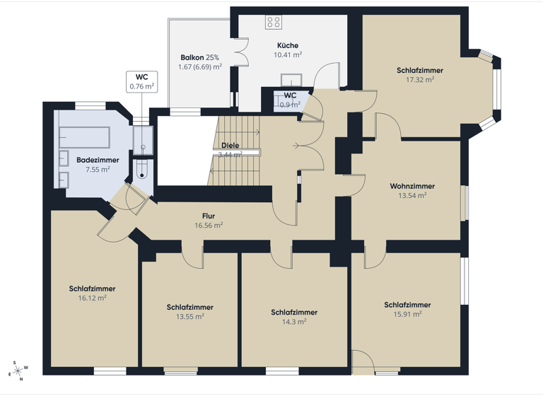 Wohnung zum Kauf 650.000 € 6 Zimmer 129 m² 2. Geschoss Darmstadt 64289