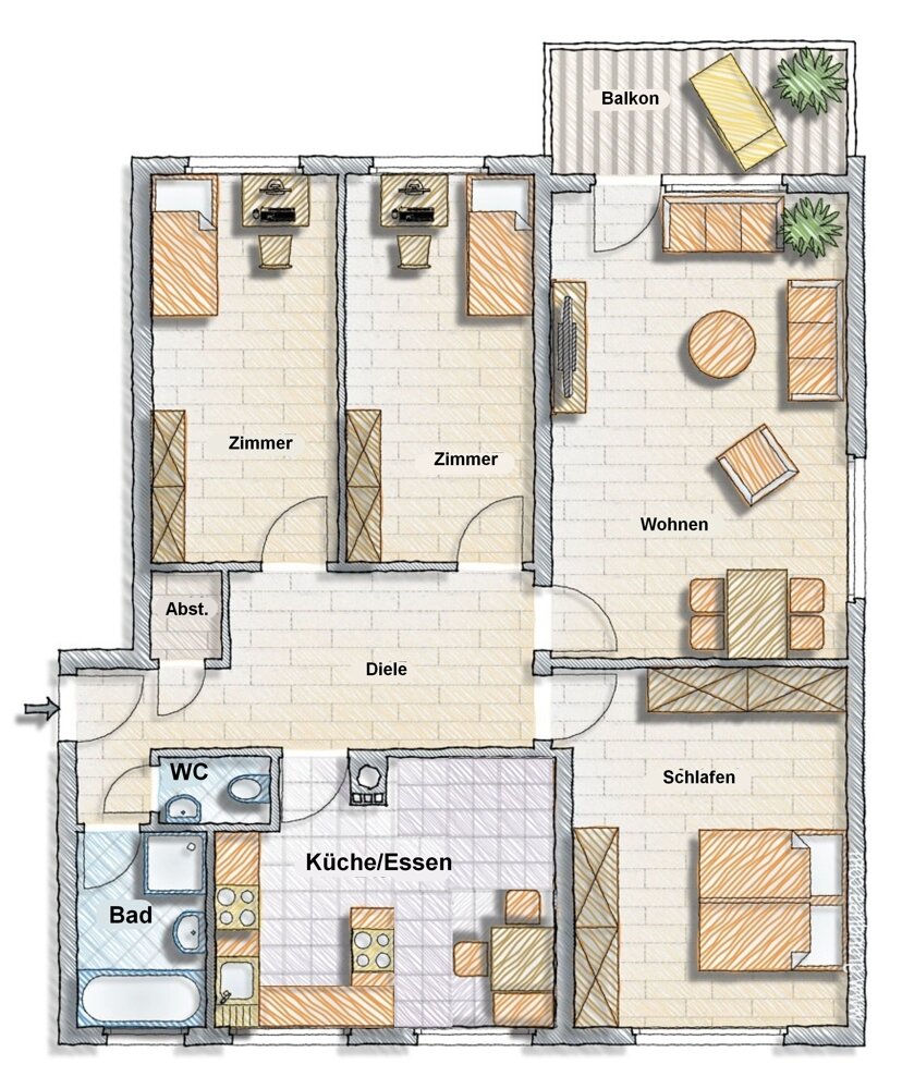 Wohnung zum Kauf 375.000 € 4,5 Zimmer 107,2 m²<br/>Wohnfläche 1.<br/>Geschoss Emmendingen Emmendingen 79312