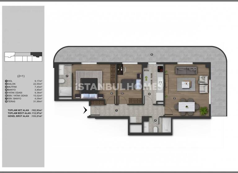 Studio zum Kauf 432.000 € 3 Zimmer 91 m² EG Istanbul 34406