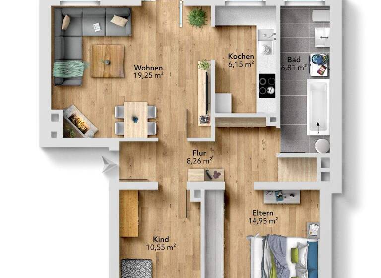 Wohnung zum Kauf 349.000 € 3 Zimmer 66 m² EG Dachau 85221