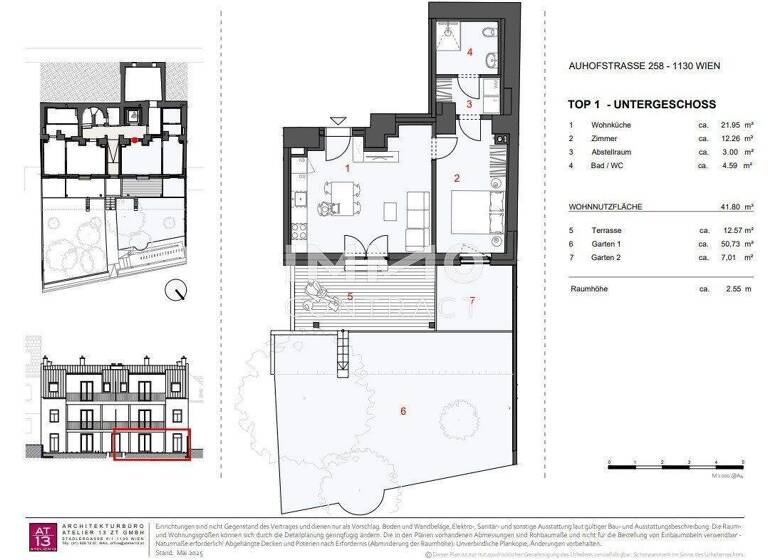 Wohnung zur Miete - Erstbezug 999 € 2 Zimmer 41,8 m² EG Wien 1130