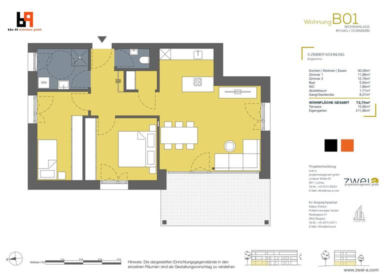 Wohnung zum Kauf - Erstbezug 3 Zimmer 72,7 m² EG Im Hag Dornbirn 6850