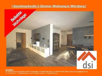 Wohnung zur Miete 1.070 € 3 Zimmer 89 m² 1. Geschoss frei ab sofort Bentheimstr. 13 Sanderau Würzburg 97072