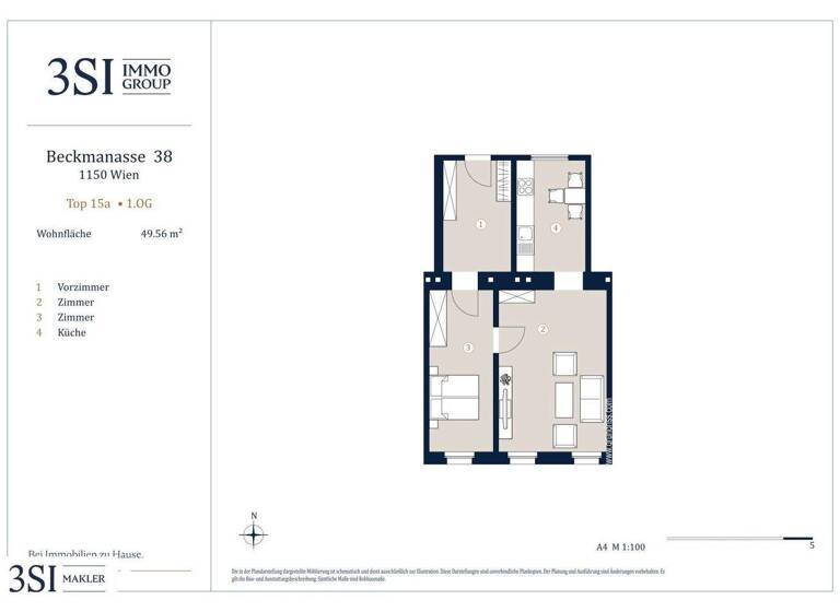 Wohnung zum Kauf 115.000 € 2 Zimmer 49,6 m² 1. Geschoss Beckmanngasse 38 Wien 1150