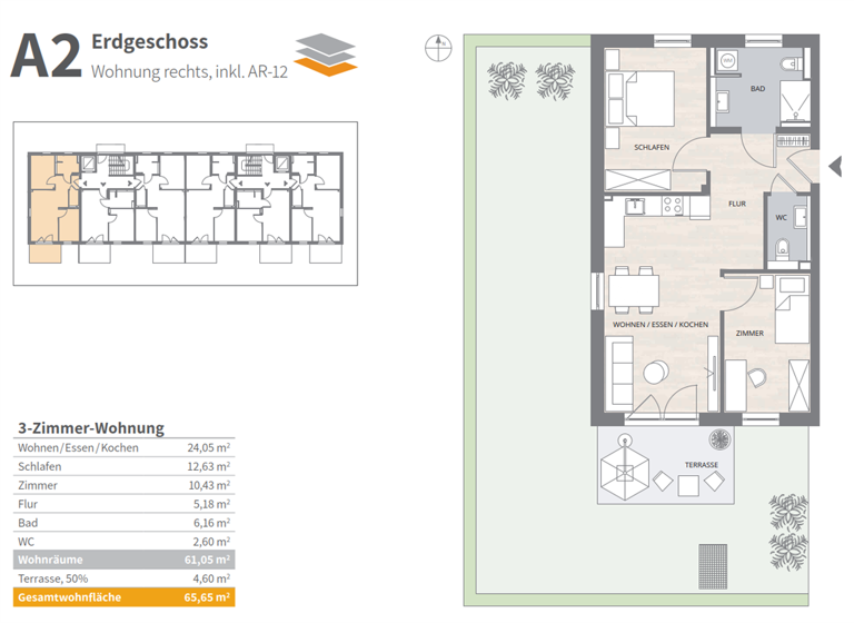 Wohnung zum Kauf - Erstbezug provisionsfrei 409.500 € 3 Zimmer 65,7 m² EG frei ab sofort Finkenstraße Altdorf , Kr Böblingen 71155