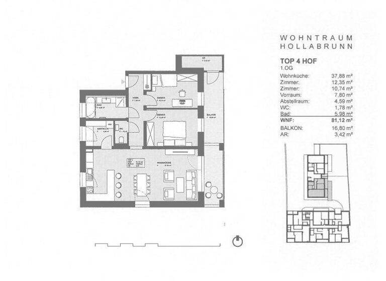 Wohnung zum Kauf 340.000 € 3 Zimmer 81,1 m² 1. Geschoss Hollabrunn 2020