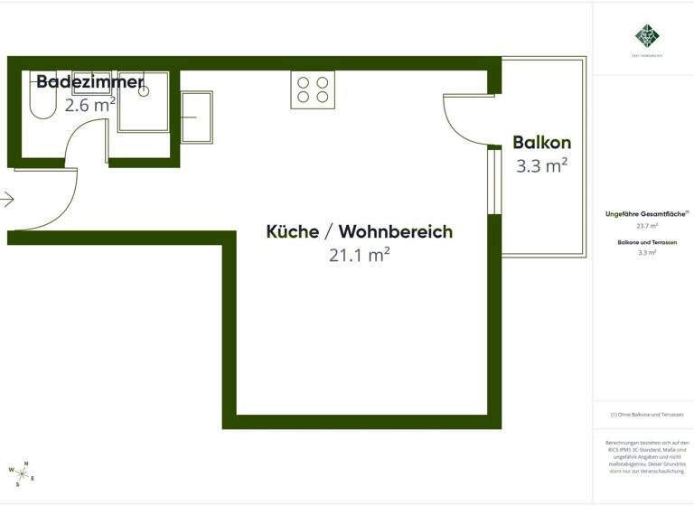 Studio zum Kauf 159.000 € 1 Zimmer 24,6 m² 3. Geschoss Innsbruck 6020