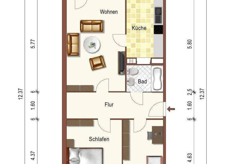 Wohnung zur Miete 434 € 3 Zimmer 68,9 m² 4. Geschoss frei ab sofort Barlachstraße 53/4L Altenburg 04600