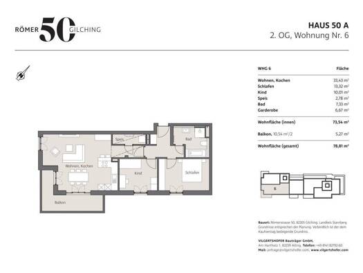 Wohnung zum Kauf - Erstbezug provisionsfrei 639.000 € 3 Zimmer 78,8 m² 2. Geschoss Römerstraße 50 A Gilching 82205