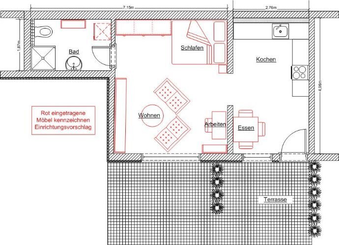 Studio zur Miete 460 € 2 Zimmer 45 m²<br/>Wohnfläche EG<br/>Geschoss 01.02.2025<br/>Verfügbarkeit Bonner Straße 45 Pallien 1 Trier 54294