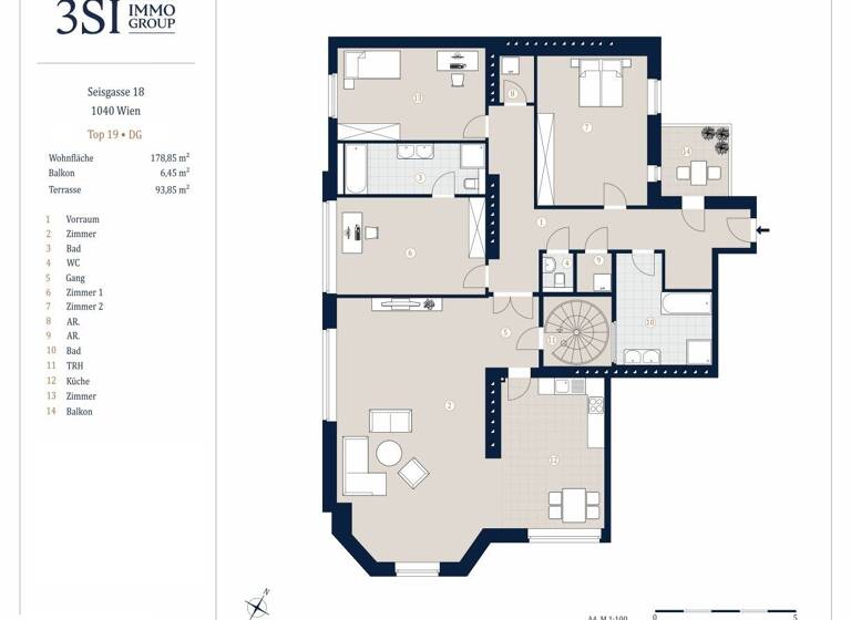 Wohnung zum Kauf - Erstbezug 1.899.000 € 4 Zimmer 178,1 m² 4. Geschoss Seisgasse 18 Wien 1040