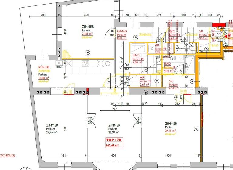 Wohnung zur Miete 2.302 € 4 Zimmer 163 m² Wien 1070
