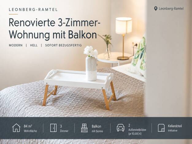 Wohnung zum Kauf provisionsfrei 339.900 € 3 Zimmer 84,2 m² 2. Geschoss Ramtel Leonberg 71229
