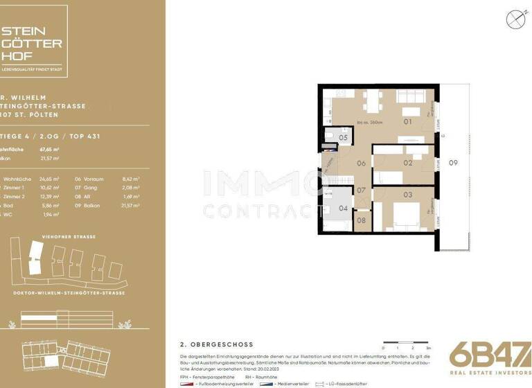 Wohnung zum Kauf - Erstbezug provisionsfrei 252.100 € 3 Zimmer 67,7 m² Teufelhof St. Pölten 3100