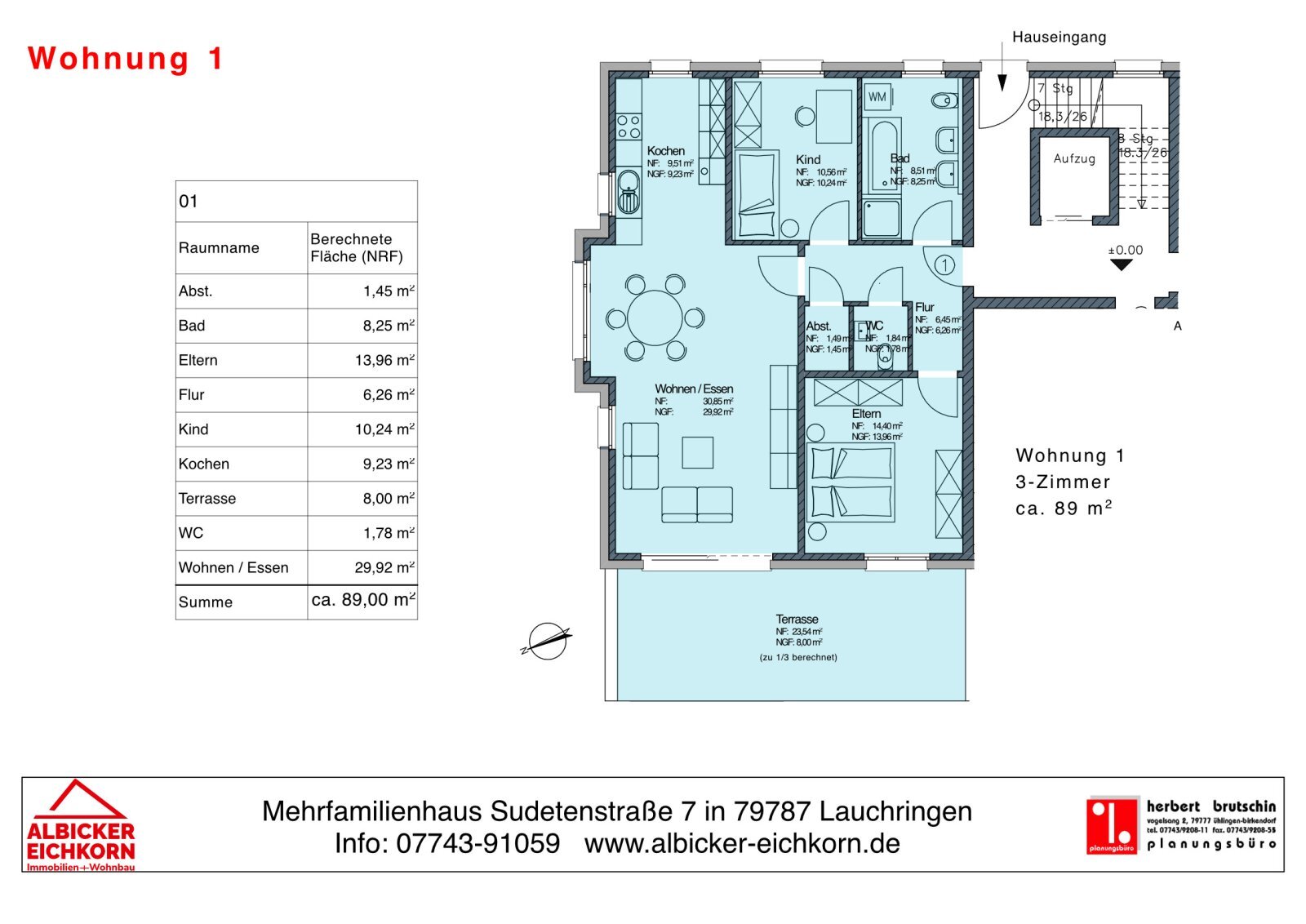 Wohnung zum Kauf provisionsfrei 387.000 € 3 Zimmer 89 m²<br/>Wohnfläche Sudetenstraße 7 Unterlauchringen Unterlauchringen 79787