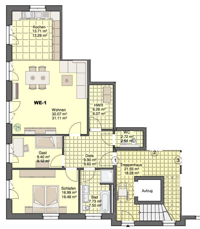 Wohnung zur Miete 1.400 € 3 Zimmer 98 m²<br/>Wohnfläche 01.02.2025<br/>Verfügbarkeit Kirchhuchtinger Landstraße 92 Kirchhuchting Bremen / Huchting 28259