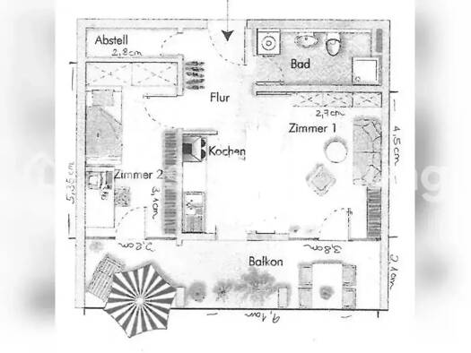 Wohnung zur Miete Tauschwohnung 740 € 2 Zimmer 50 m² 2. Geschoss Stühlinger Freiburg im Breisgau 79106