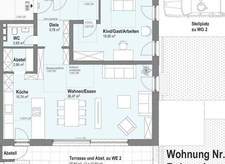 Terrassenwohnung zum Kauf - Erstbezug provisionsfrei 654.200 € 3,5 Zimmer 121 m² EG Germanstraße 7 Villingen Villingen-Schwenningen 78048