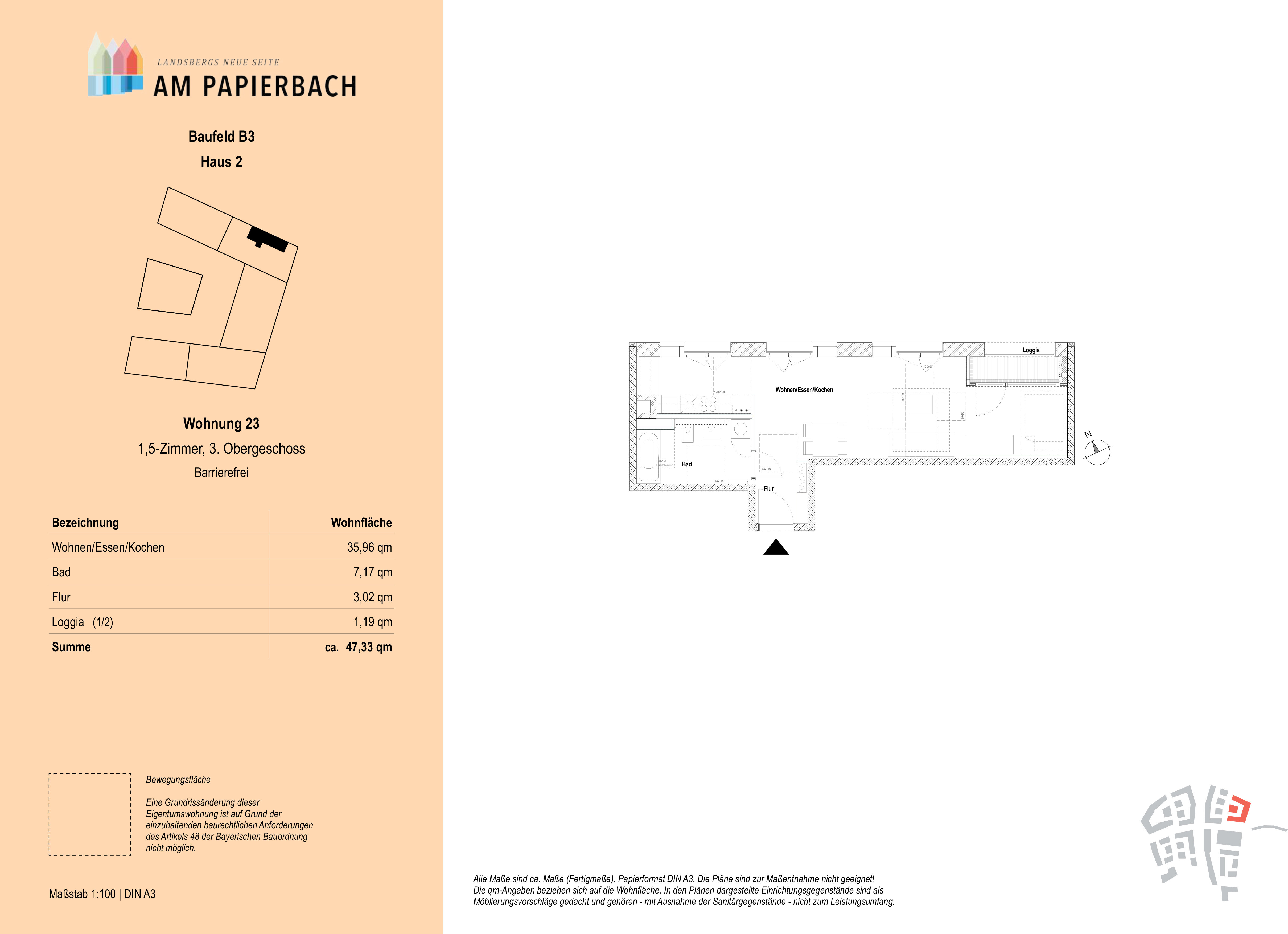 Wohnung zum Kauf provisionsfrei 429.900 € 1,5 Zimmer 47,3 m²<br/>Wohnfläche 3.<br/>Geschoss Stadtgebiet Landsberg am Lech 86899