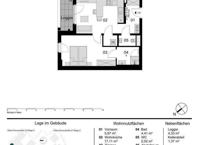 Wohnung zum Kauf - Erstbezug 436.000 € 2 Zimmer 48,1 m² 2. Geschoss Obere Donaustraße 23 Wien 1020