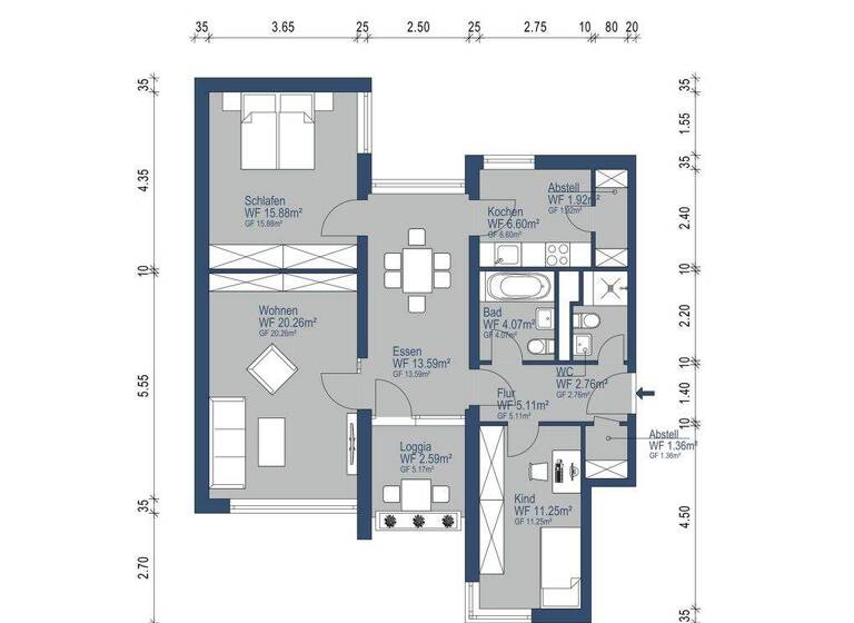Wohnung zum Kauf 553.500 € 3 Zimmer 84 m² 1. Geschoss Hadern München 81375