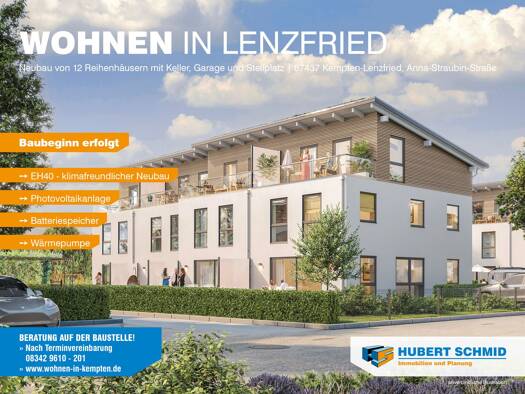 Reihenmittelhaus zum Kauf - Neubau provisionsfrei 894.000 € 147,3 m² 156 m² Grundstück Anna-Straubin-Straße Lenzfried Kempten (Allgäu) 87437