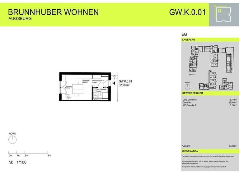 Bürofläche zur Miete 462 € 33 m² Bürofläche Oberhausen Augsburg 86154