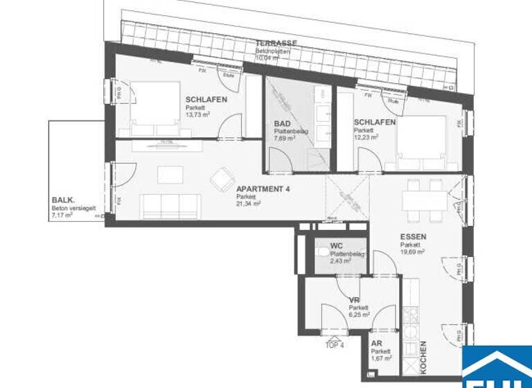 Wohnung zum Kauf - Erstbezug 483.210 € 3 Zimmer 85 m² 1. Geschoss Wien 1220