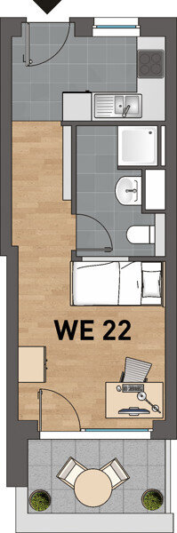 Wohnung zur Miete 543 € 1 Zimmer 26,7 m²<br/>Wohnfläche 1.<br/>Geschoss Warnstedtstraße 57 K Stellingen Hamburg 22525