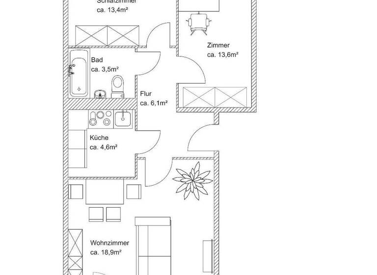 Wohnung zur Miete 415 € 3 Zimmer 62,4 m² 3. Geschoss frei ab sofort Röpersdorfer Straße 13 Prenzlau 17291
