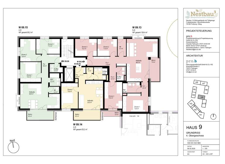 Wohnung zum Kauf provisionsfrei 909.500 € 5 Zimmer 128,4 m²<br/>Wohnfläche Dachgeschoss, 4.<br/>Geschoss ab sofort<br/>Verfügbarkeit Freiladestraße 12 Brühl Freiburg im Breisgau 79106