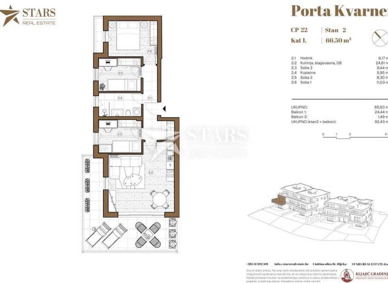 Wohnung zum Kauf 419.000 € 4 Zimmer 92 m² 1. Geschoss Martinkovac, Rijeka Srdoci