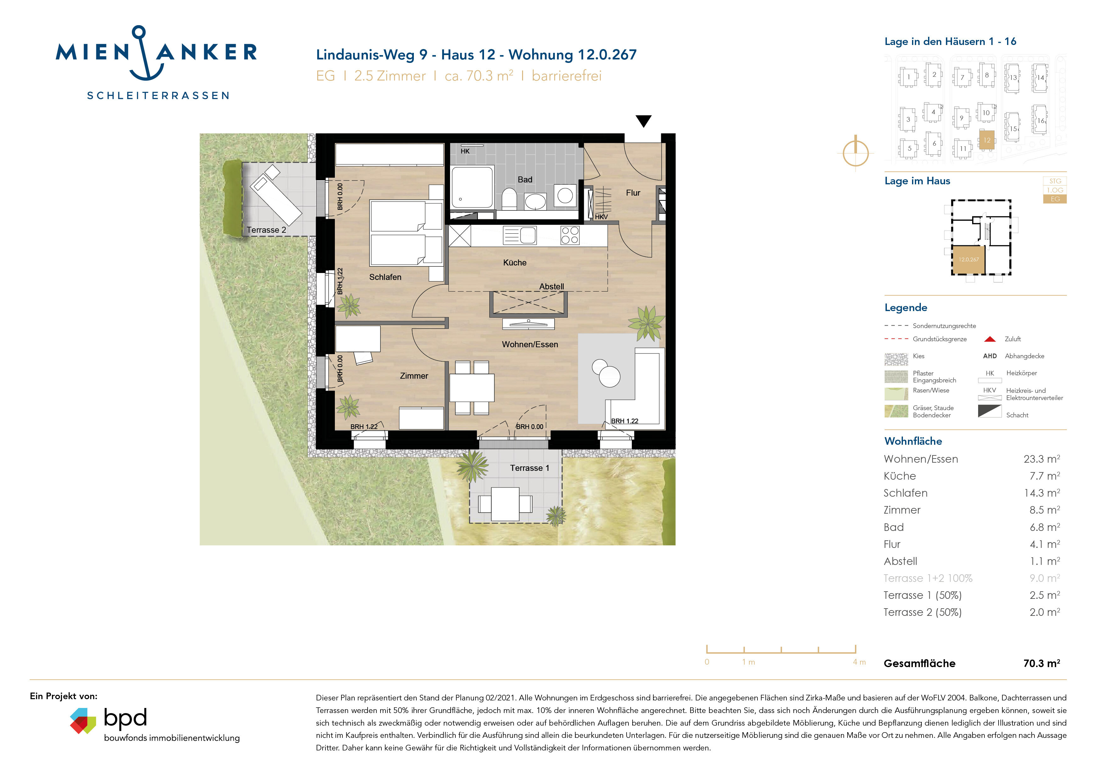 Wohnung zum Kauf provisionsfrei als Kapitalanlage geeignet 359.000 € 2,5 Zimmer 70,3 m²<br/>Wohnfläche Lindaunis-Weg 9 Kappeln 24376