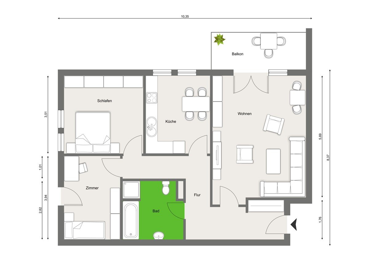 Wohnung zum Kauf 179.000 € 3 Zimmer 79,8 m²<br/>Wohnfläche 1.<br/>Geschoss Wahlbezirk 204 Nordhorn 48529