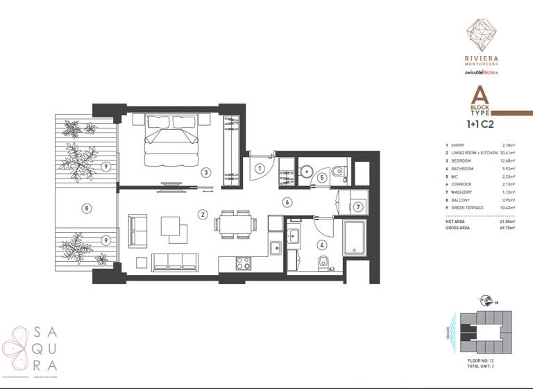 Wohnung zum Kauf provisionsfrei 438.900 € 2 Zimmer 61,1 m² Budva 85310