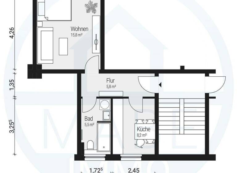 Studio zur Miete 282 € 1 Zimmer 35,3 m² 2. Geschoss Karl-Marx-Str. 6 Hagenwerder Görlitz 02827