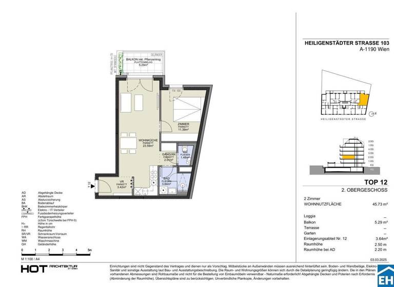 Wohnung zum Kauf - Erstbezug 400.600 € 2 Zimmer 45,7 m² 2. Geschoss Heiligenstädter Straße Wien 1190