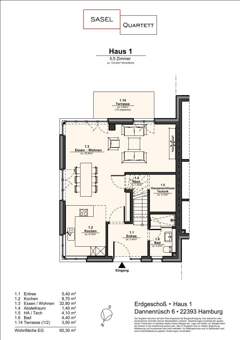 Doppelhaushälfte zum Kauf 849.000 € 5,5 Zimmer 134,5 m²<br/>Wohnfläche 339 m²<br/>Grundstück 01.04.2026<br/>Verfügbarkeit Dannenrüsch 6a Sasel Hamburg 22393