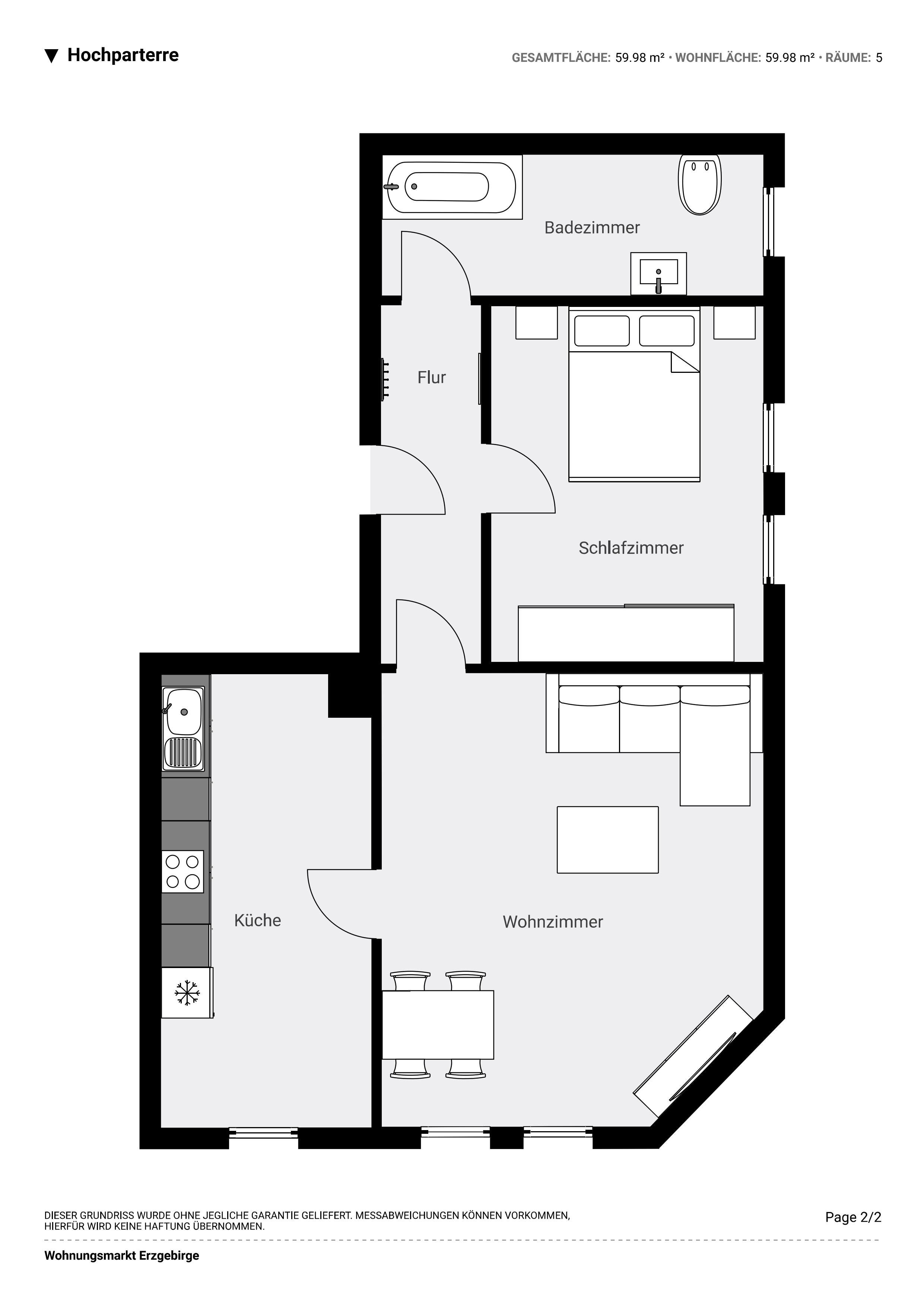 Wohnung zur Miete 310 € 2 Zimmer 56 m²<br/>Wohnfläche 1.<br/>Geschoss ab sofort<br/>Verfügbarkeit Thum Thum 09419