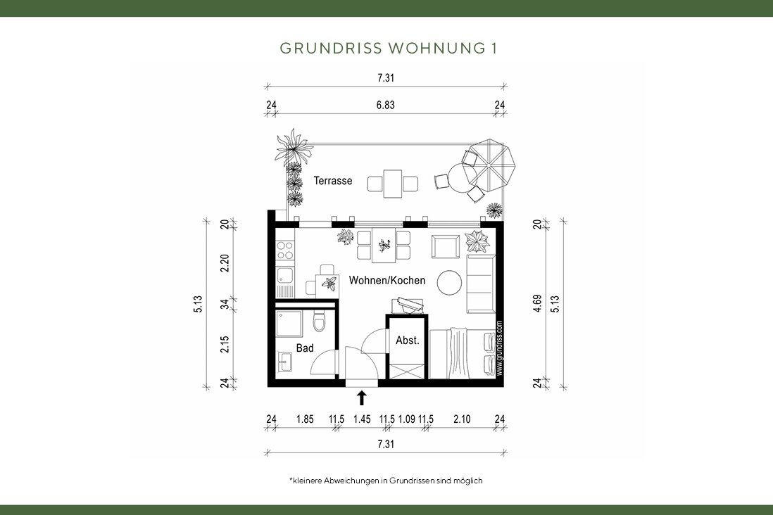 Terrassenwohnung zum Kauf 189.000 € 1 Zimmer 36,5 m²<br/>Wohnfläche EG<br/>Geschoss Gievenbeck Münster 48149