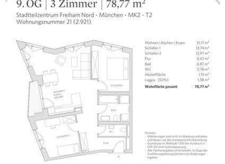 Wohnung zur Miete 1.916 € 3 Zimmer 78,8 m² 9. Geschoss Mahatma-Gandhi-Pl. 4 Aubing-Lochhausen-Langwied München 81248