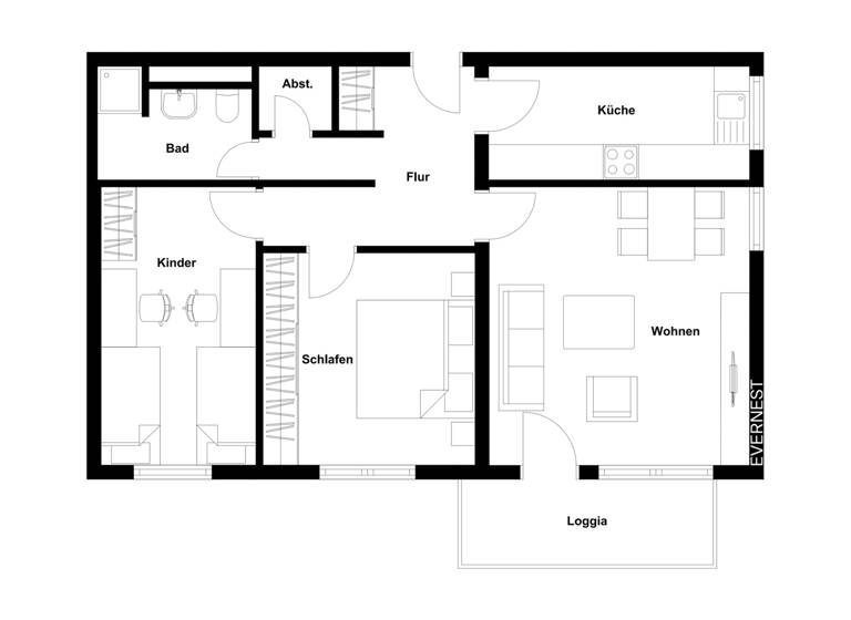 Wohnung zum Kauf 179.000 € 3 Zimmer 79 m²<br/>Wohnfläche 3.<br/>Geschoss Kinderhaus Münster 48159