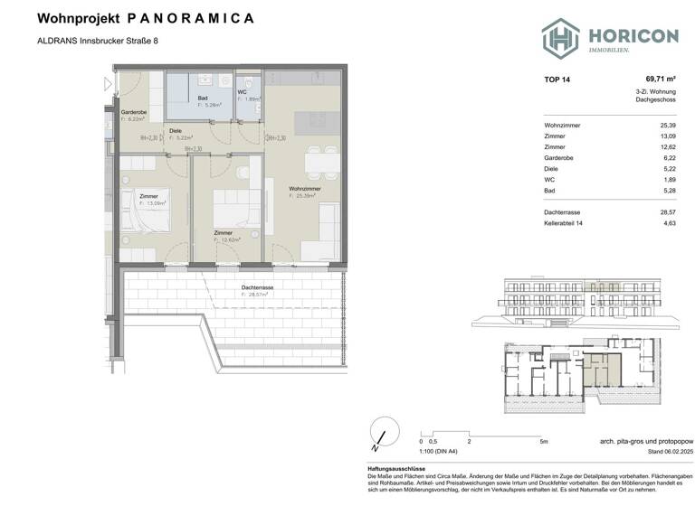 Terrassenwohnung zum Kauf provisionsfrei 699.000 € 3 Zimmer 69,7 m² 2. Geschoss Aldrans 6071