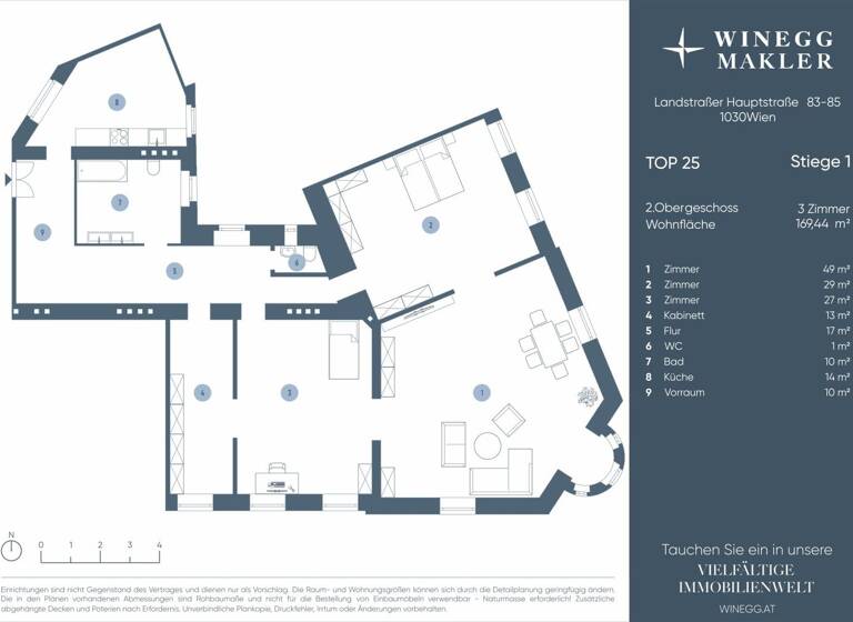 Wohnung zum Kauf 1.290.000 € 3,5 Zimmer 169,4 m² 2. Geschoss Landstraßer Hauptstraße Wien 1030