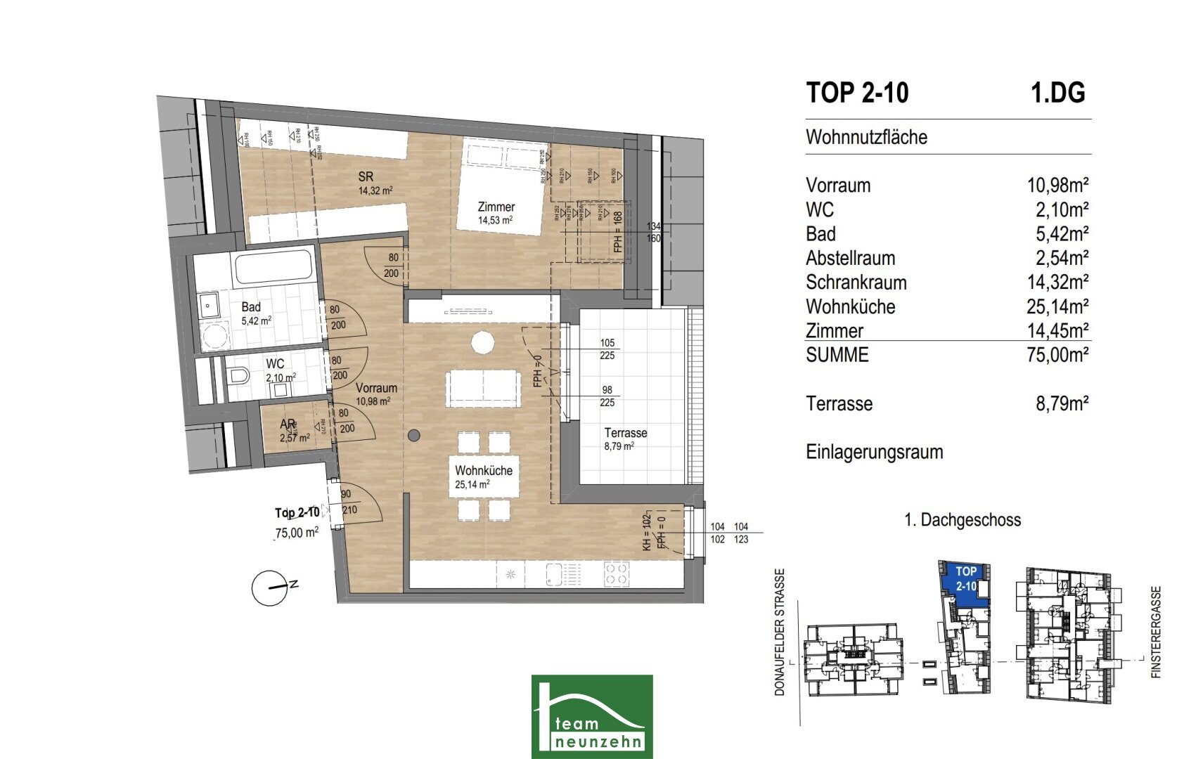 Wohnung zum Kauf provisionsfrei 408.901 € 2 Zimmer 75,1 m²<br/>Wohnfläche 5.<br/>Geschoss Donaufelder Straße 205 Wien 1220