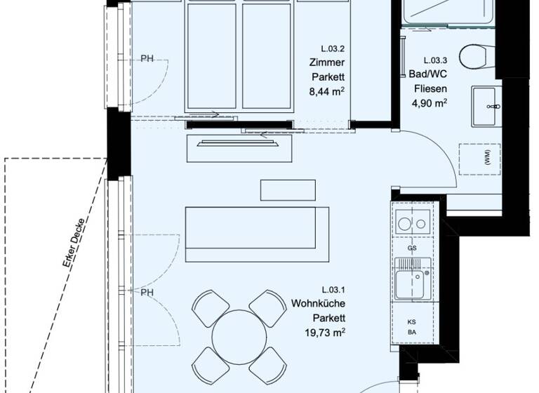 Wohnung zum Kauf - Erstbezug 194.900 € 2 Zimmer 33 m² 1. Geschoss Leebgasse Wien 1100
