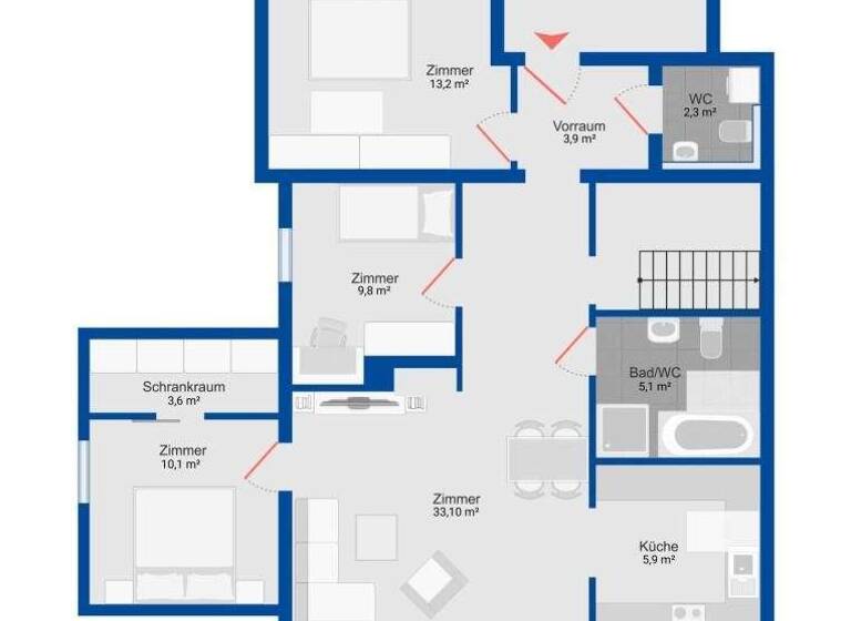 Wohnung zur Miete 1.236 € 4 Zimmer 87 m² Riederberg 3004