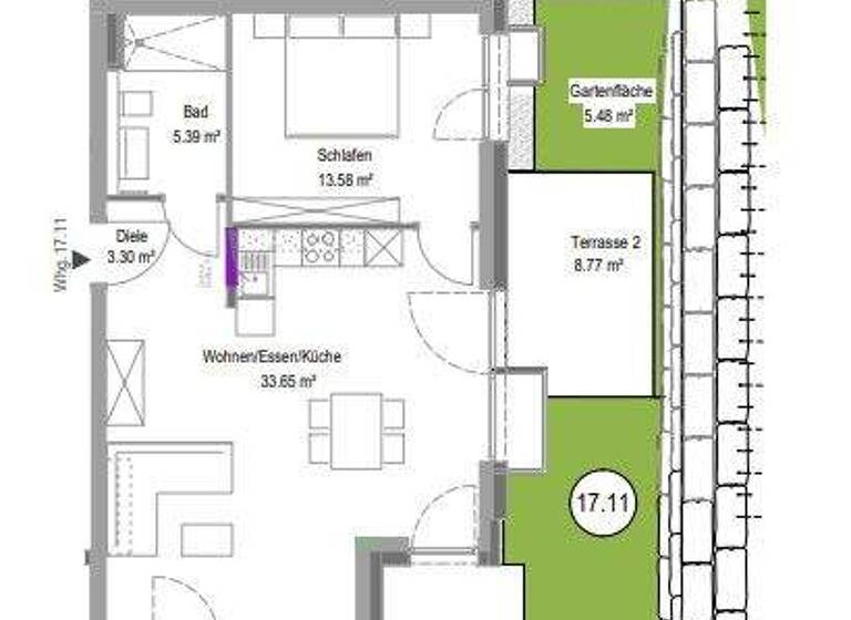 Wohnung zur Miete - Erstbezug 930 € 2 Zimmer 57,3 m² 4. Geschoss frei ab sofort Degmarner Str. 17 Oedheim 74229